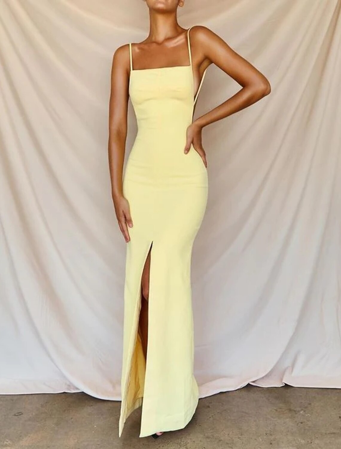 Vestidos de fiesta de sirena/trompeta con espalda abierta, vestido formal para invitados de boda, largo hasta el suelo, sin mangas, sin tirantes, de satén, sin espalda con abertura